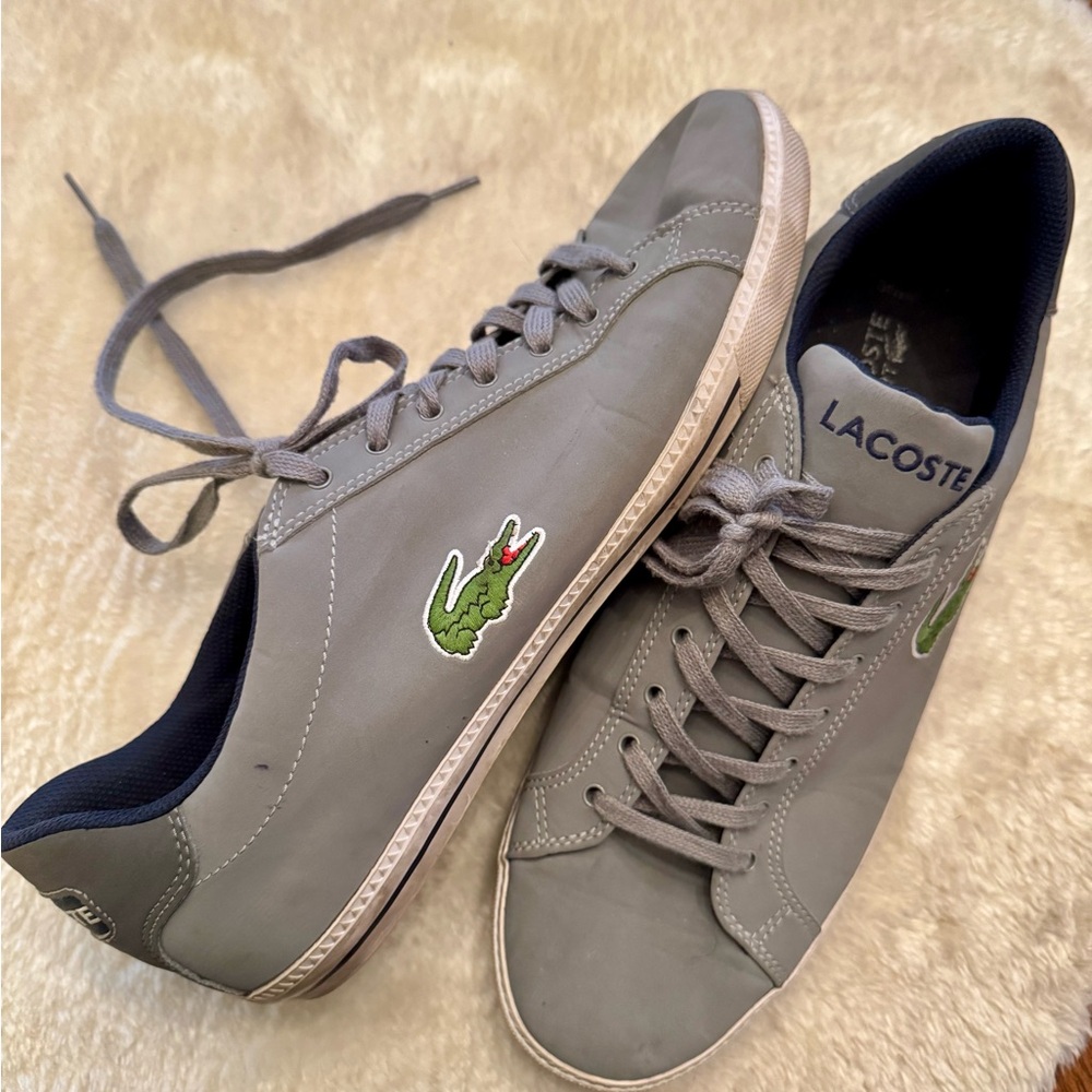Lacoste Mens canvas Shoes Gray Tennis shoes Sz 12 preppy - Picture 9 of 9